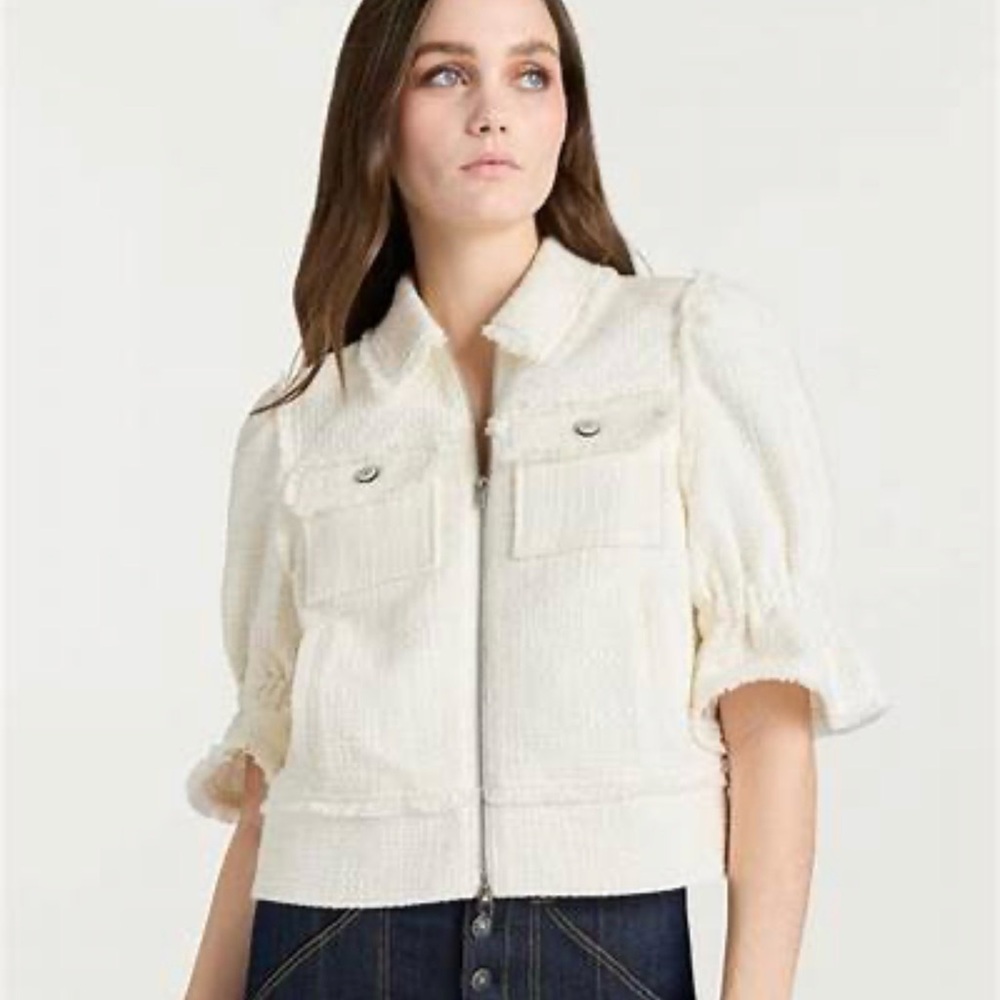 cinq a sept Holly Boucle Short Sleeve Jacket - Small - Picture 15 of 15